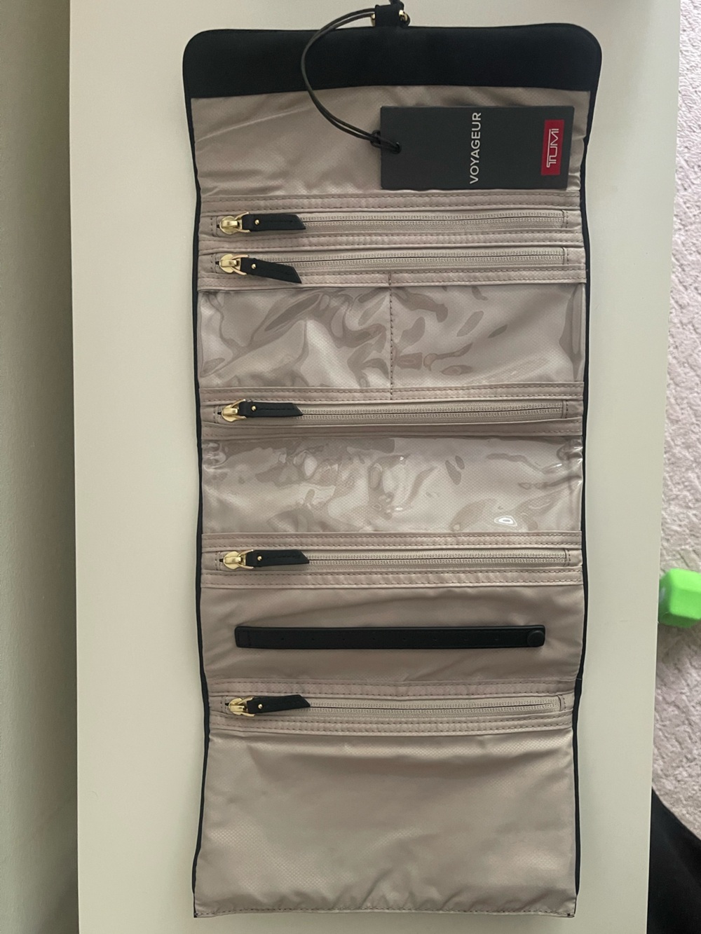 TUMI Black Jewelry Travel Roll with Gold Hardware NEW - Picture 3 of 4